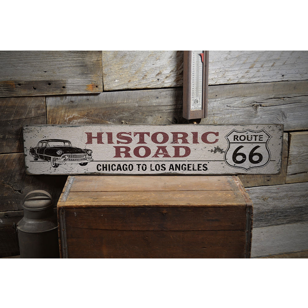 Classic Car Route 66 Vintage Wood Sign