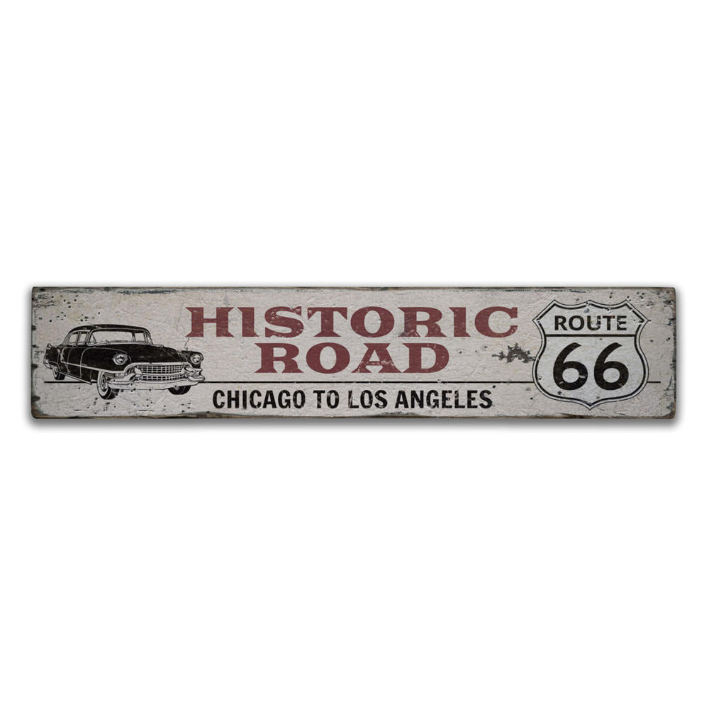 Classic Car Route 66 Vintage Wood Sign