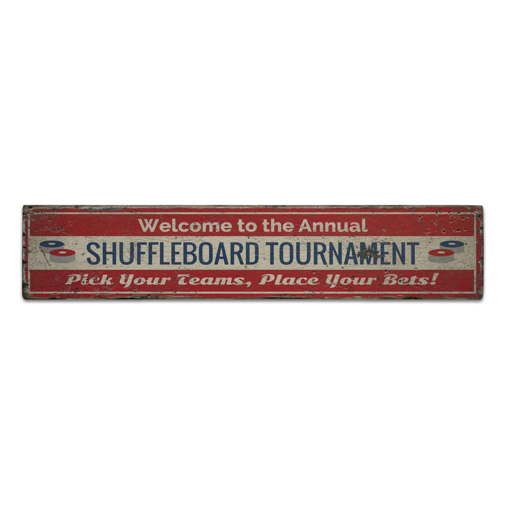 Shuffleboard Tournament Vintage Wood Sign