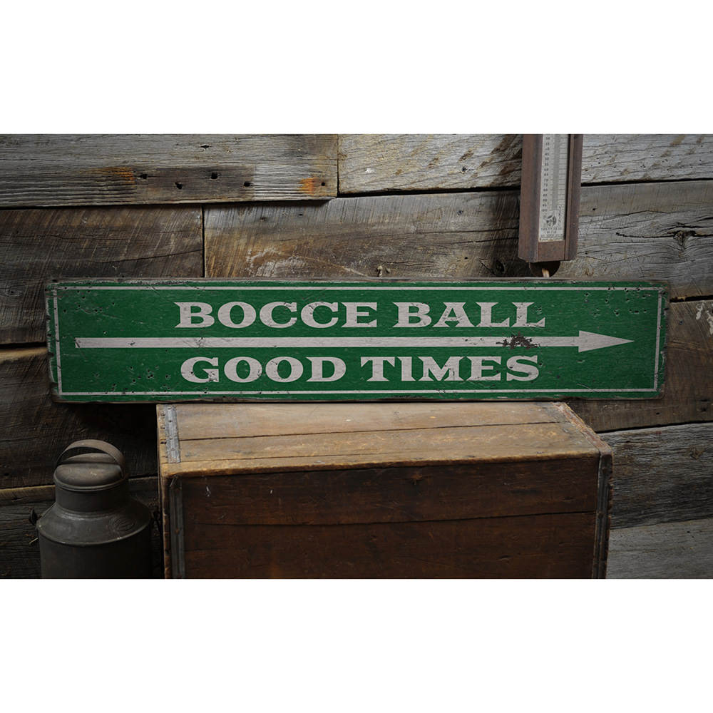 Bocce Ball Arrow Vintage Wood Sign