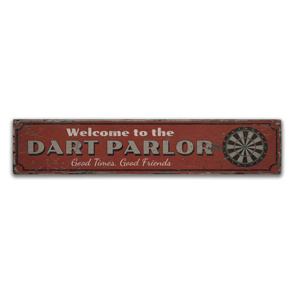 Dart Parlor Welcome Vintage Wood Sign