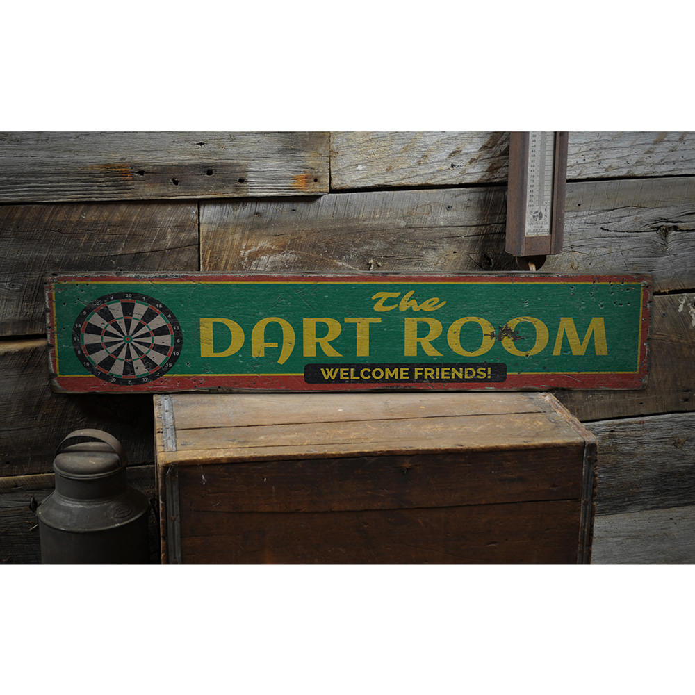 The Dart Room Vintage Wood Sign
