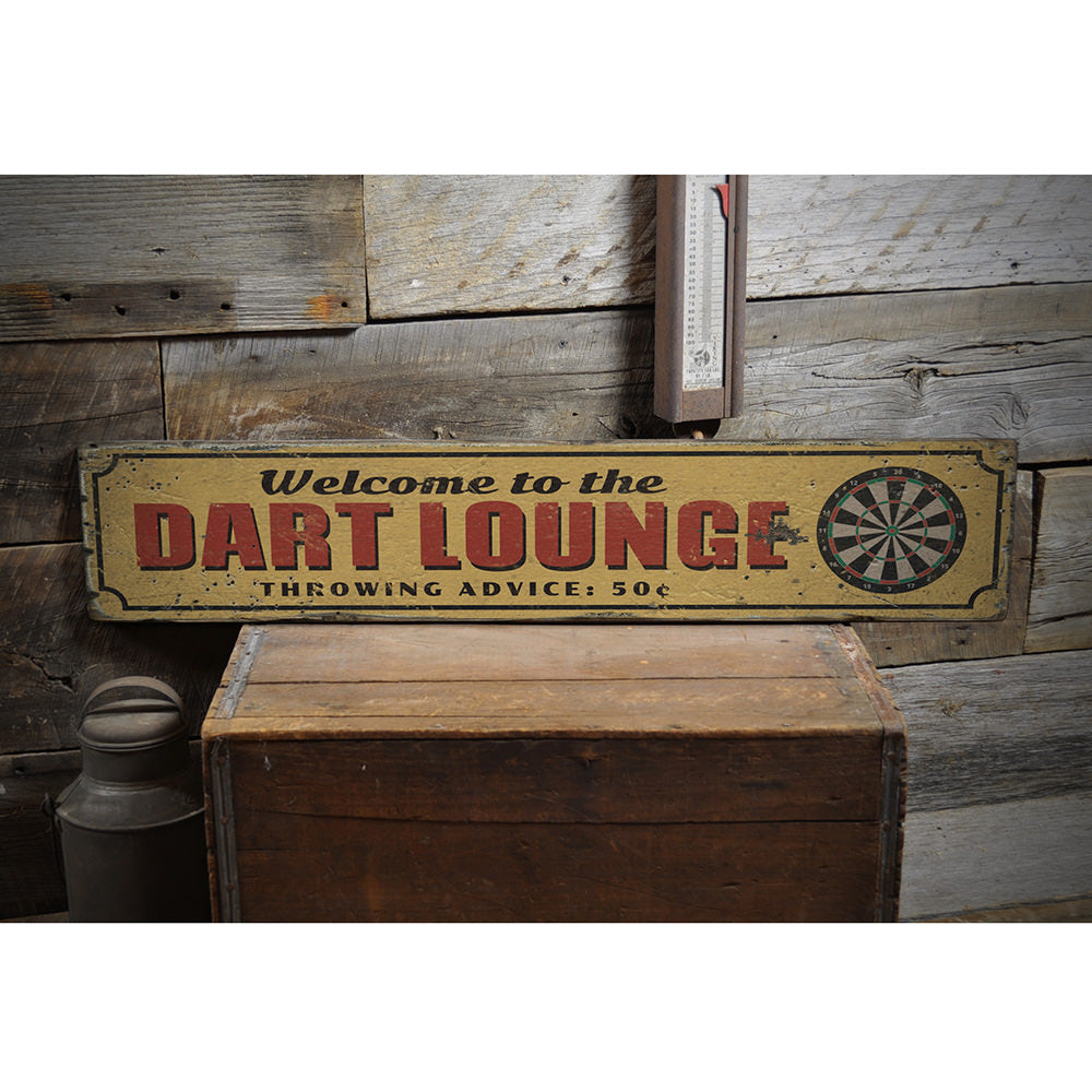 Dart Lounge Vintage Wood Sign