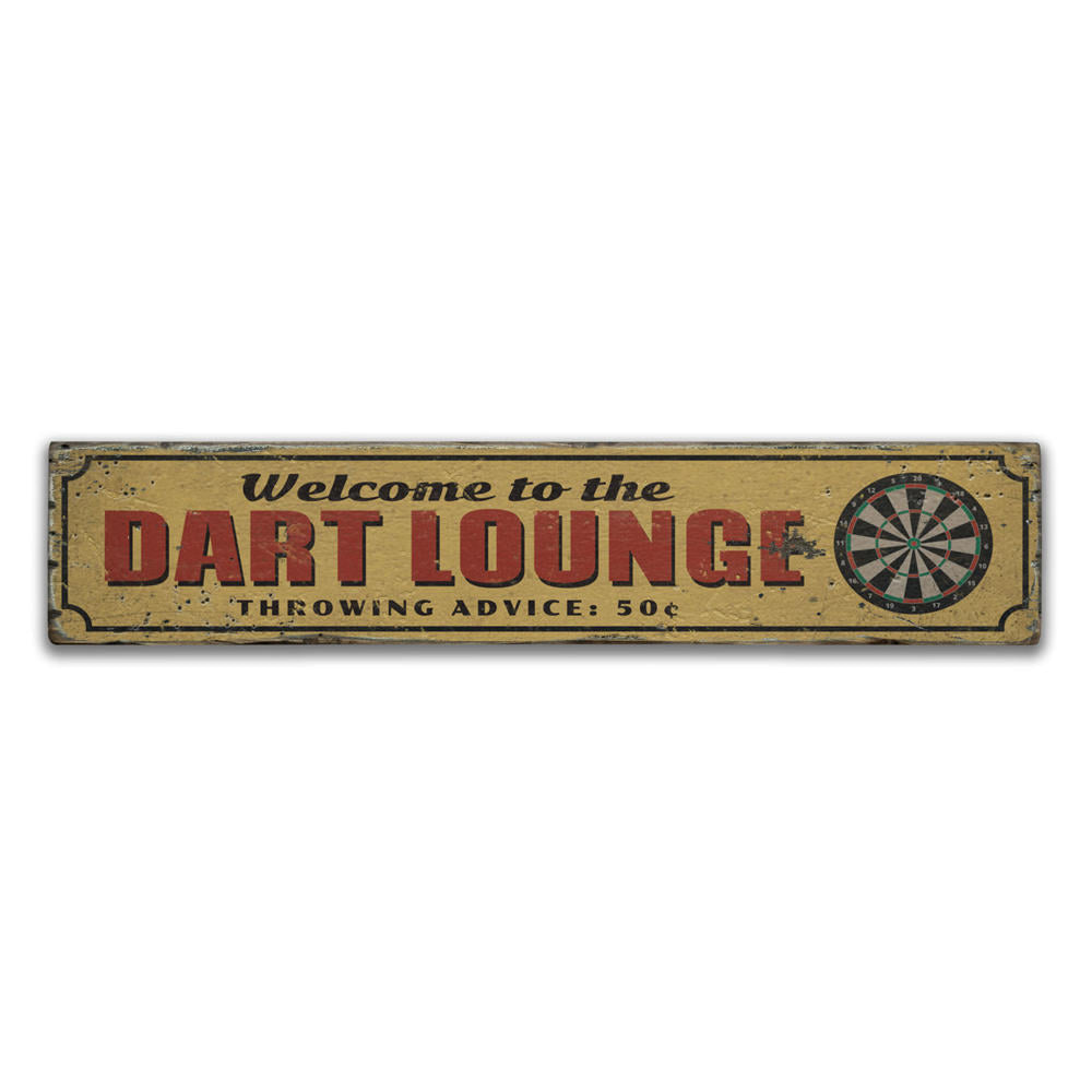 Dart Lounge Vintage Wood Sign