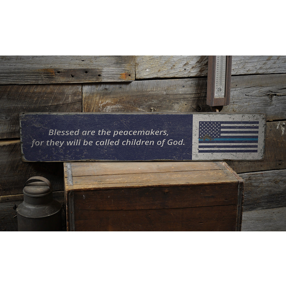 Blessed Peacemakers Flag Vintage Wood Sign