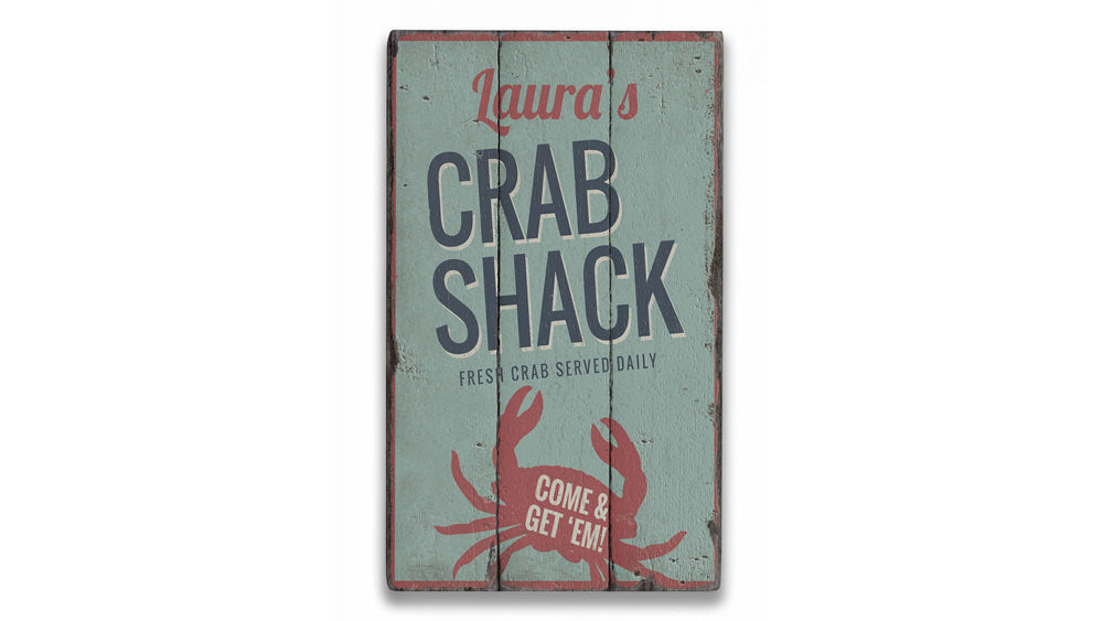 Crab Come & Get Em Rustic Wood Sign