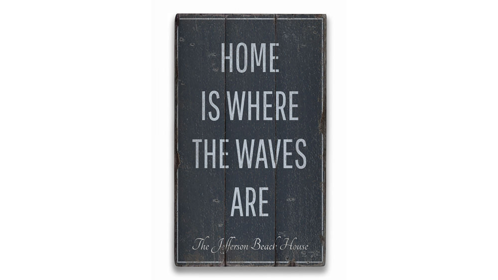 Home Is Where The Waves Are Rustic Wood Sign