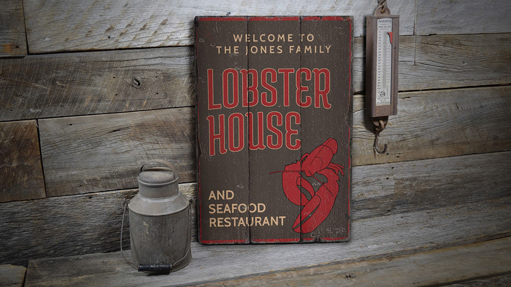 Welcome Lobster House Vintage Wood Sign