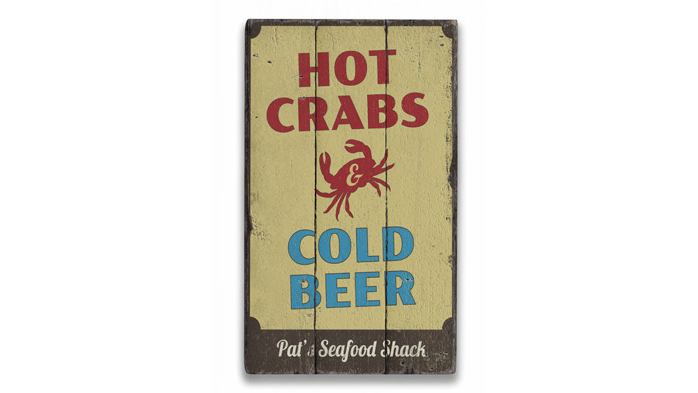 Hot Crabs and Cold Beer Rustic Wood Sign