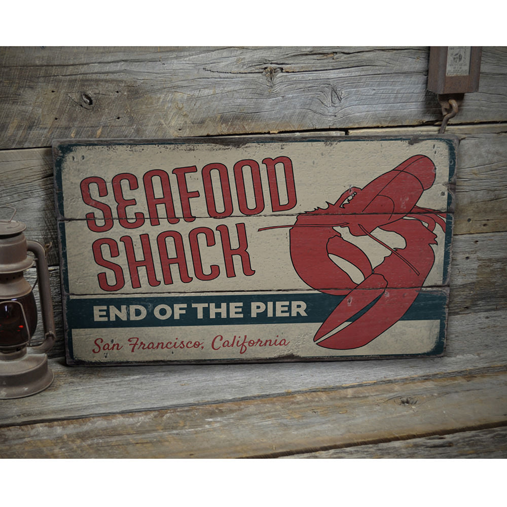 Lobster Seafood Shack Vintage Wood Sign