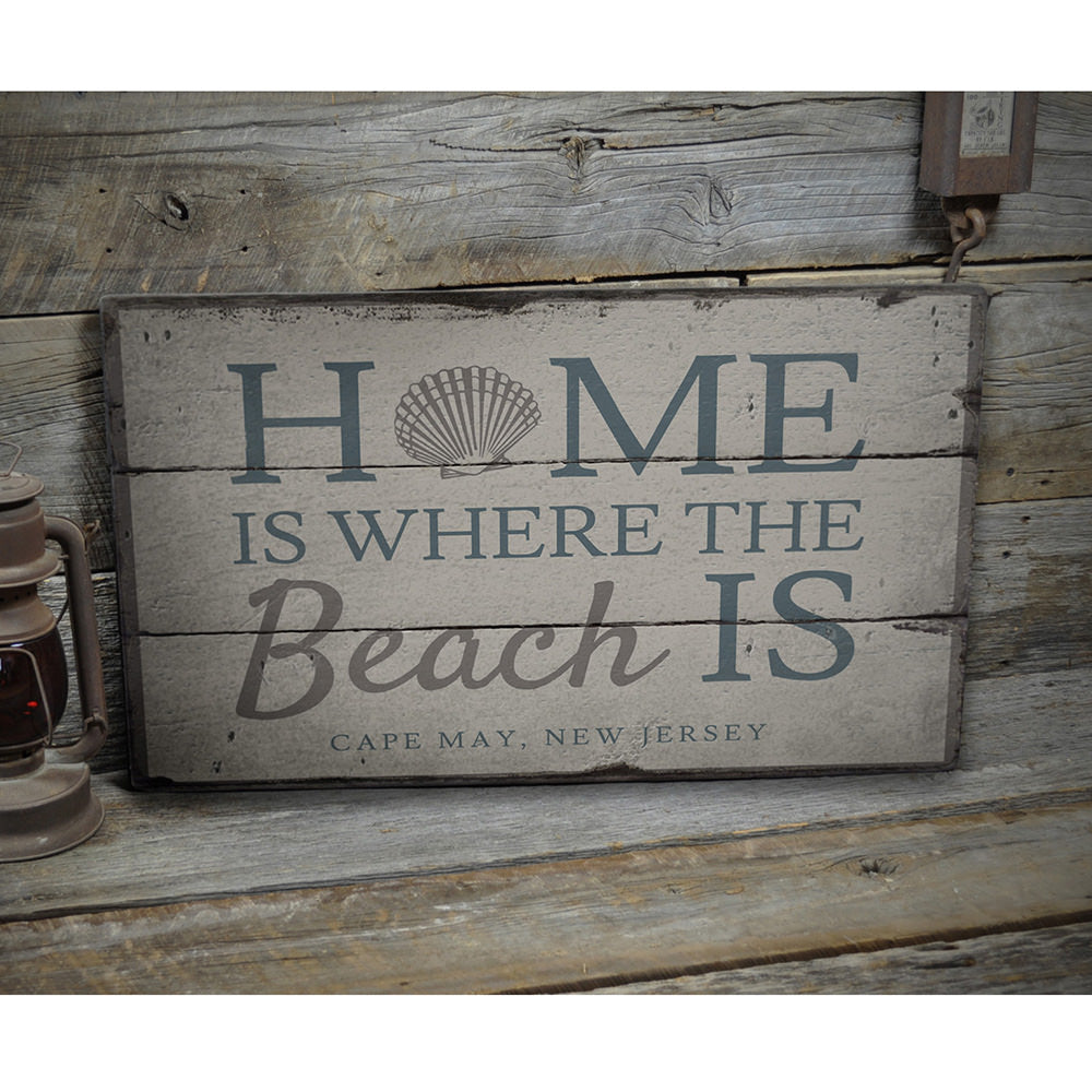 Home Is Where The Beach Is Vintage Wood Sign