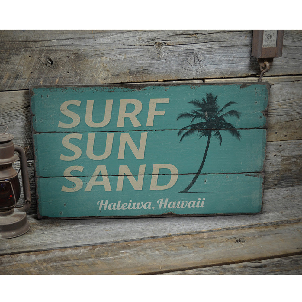 Surf sun Sand Vintage Wood Sign