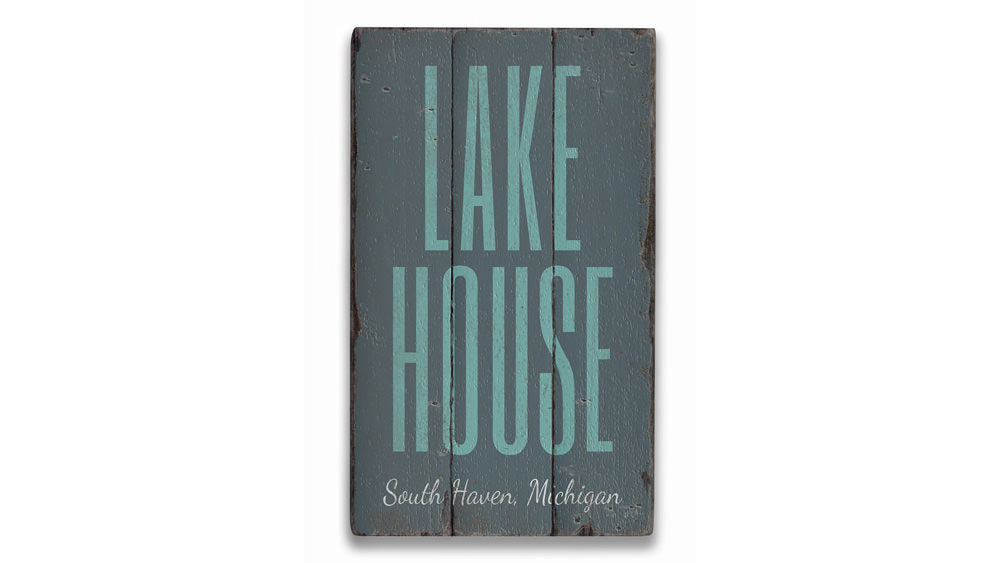 Lake House Location Rustic Wood Sign
