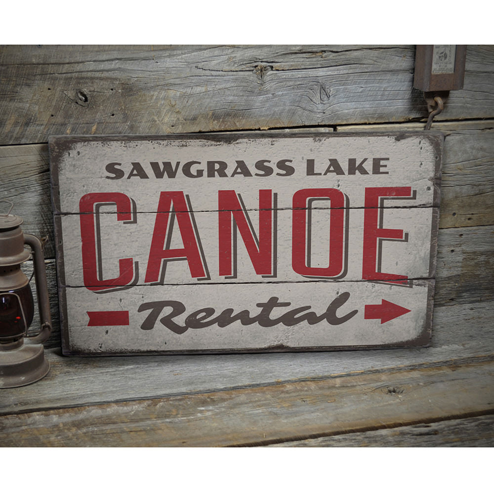 Canoe Rental Directional Vintage Wood Sign