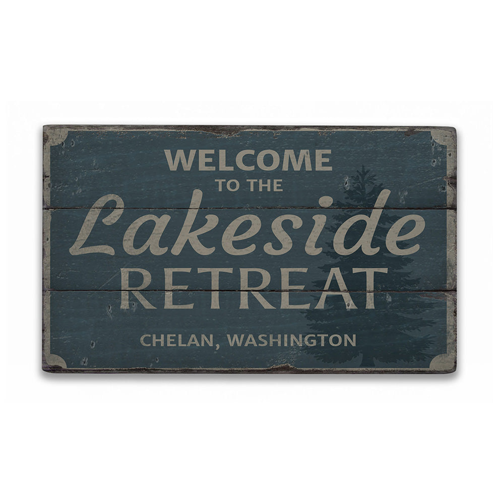 Welcome Lakeside Retreat Rustic Wood Sign