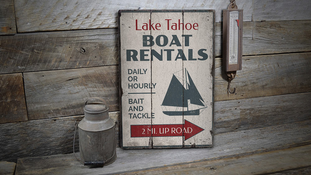 Boat Rentals Sailboat Vintage Wood Sign