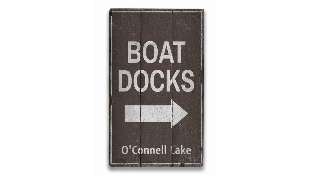 Boat Docks Arrow Rustic Wood Sign