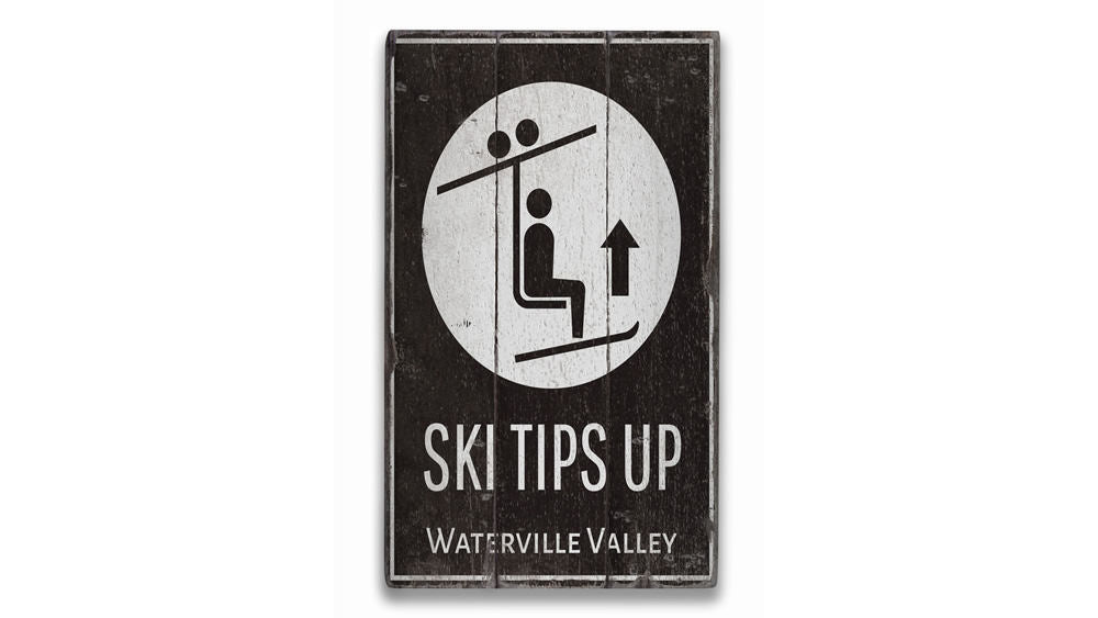 Ski Tips Up Destination Rustic Wood Sign