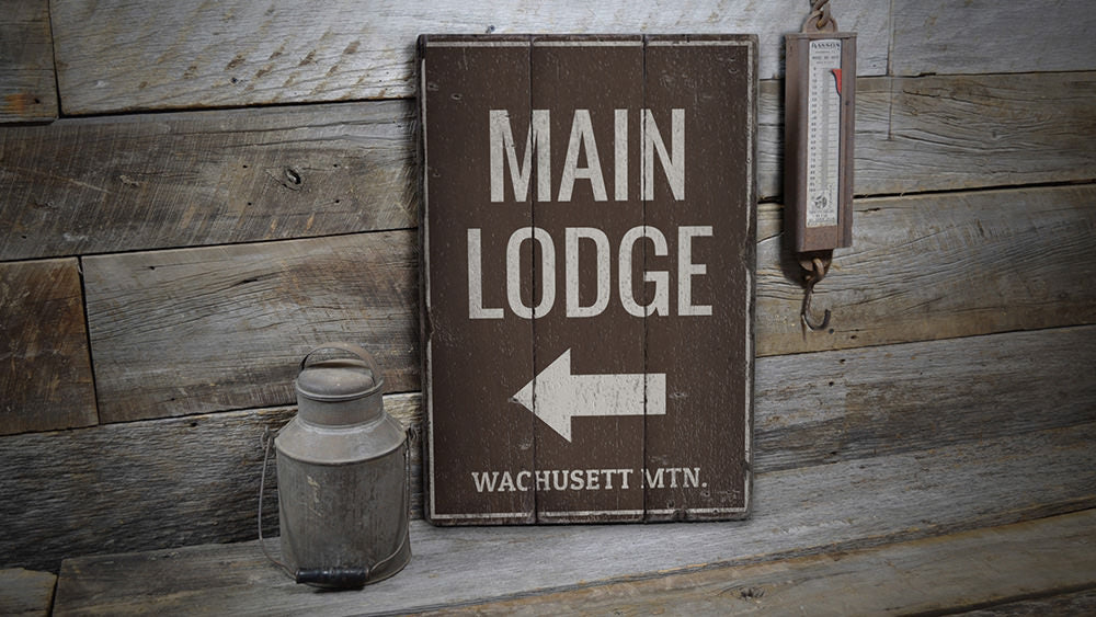 Main Lodge Arrow Rustic Wood Sign