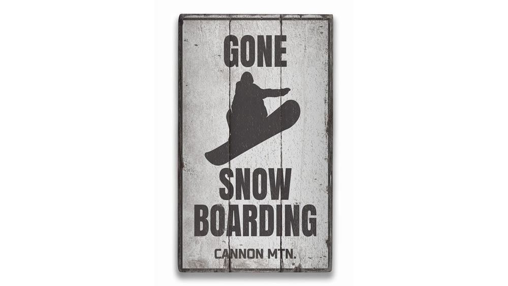 Gone Snowboarding Rustic Wood Sign