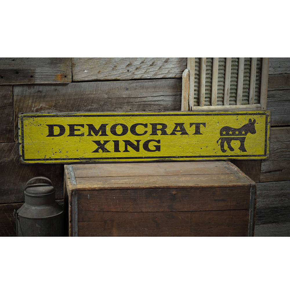 Democrat Crossing Vintage Wood Sign