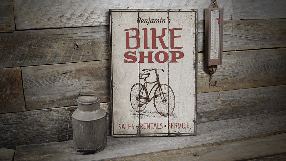 Bike Shop Rustic Wood Sign
