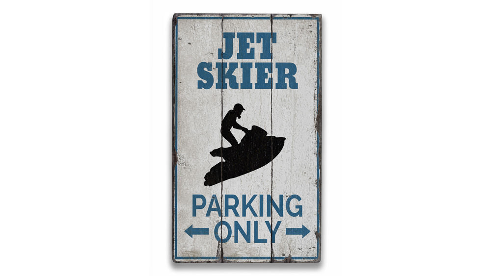 Jet Skier Parking Rustic Wood Sign