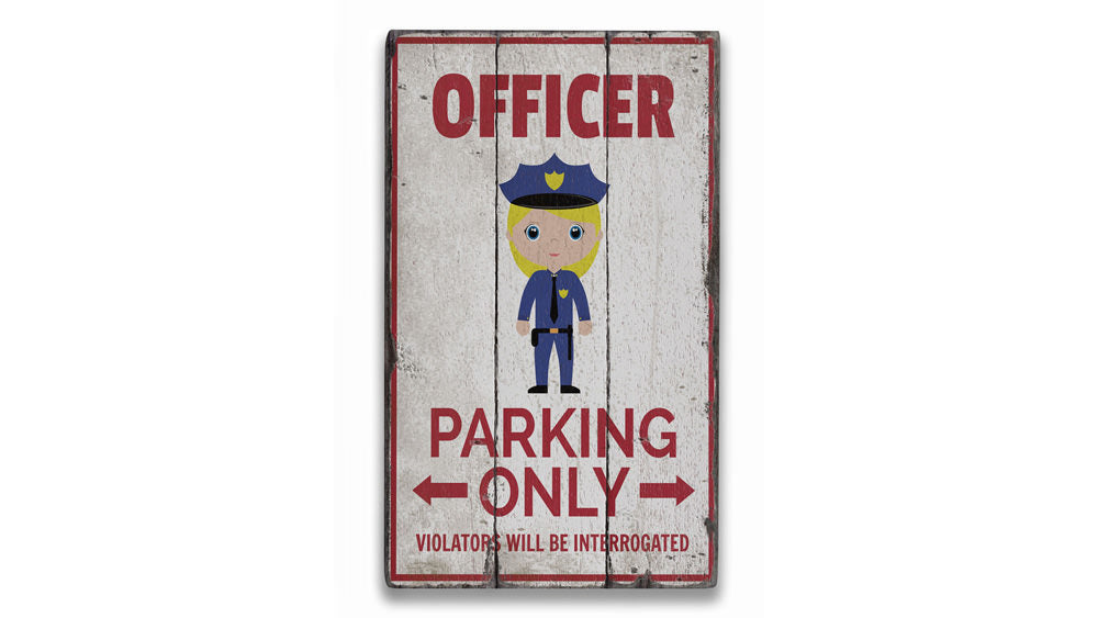 Officer Parking Rustic Wood Sign