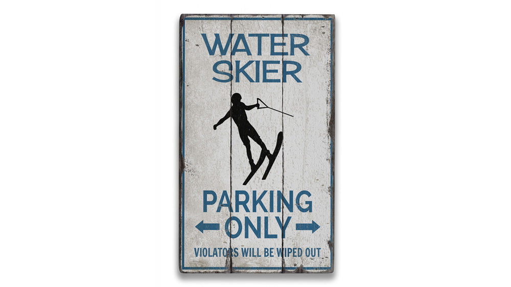 Water Skier Parking Rustic Wood Sign