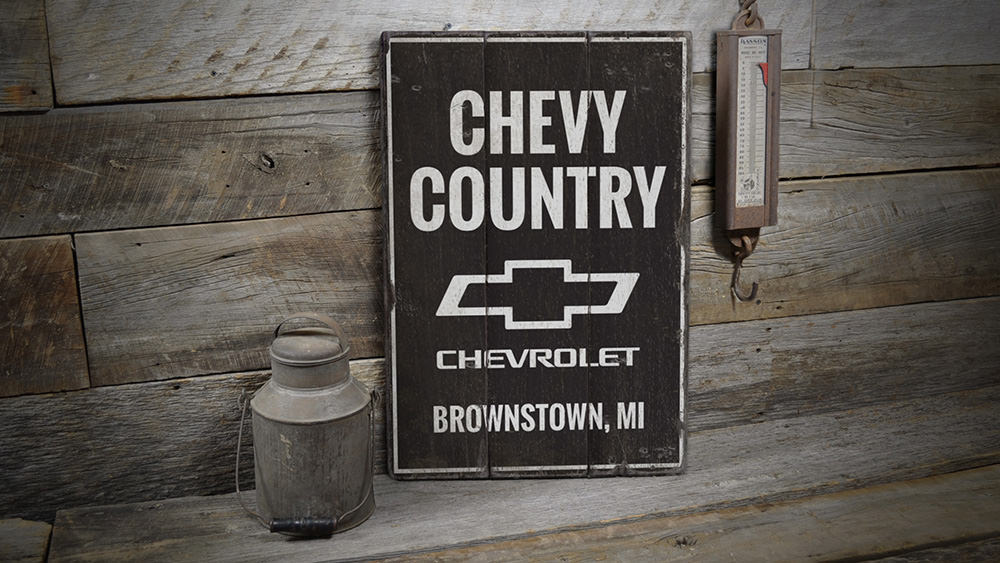 Chevy Country Rustic Wood Sign