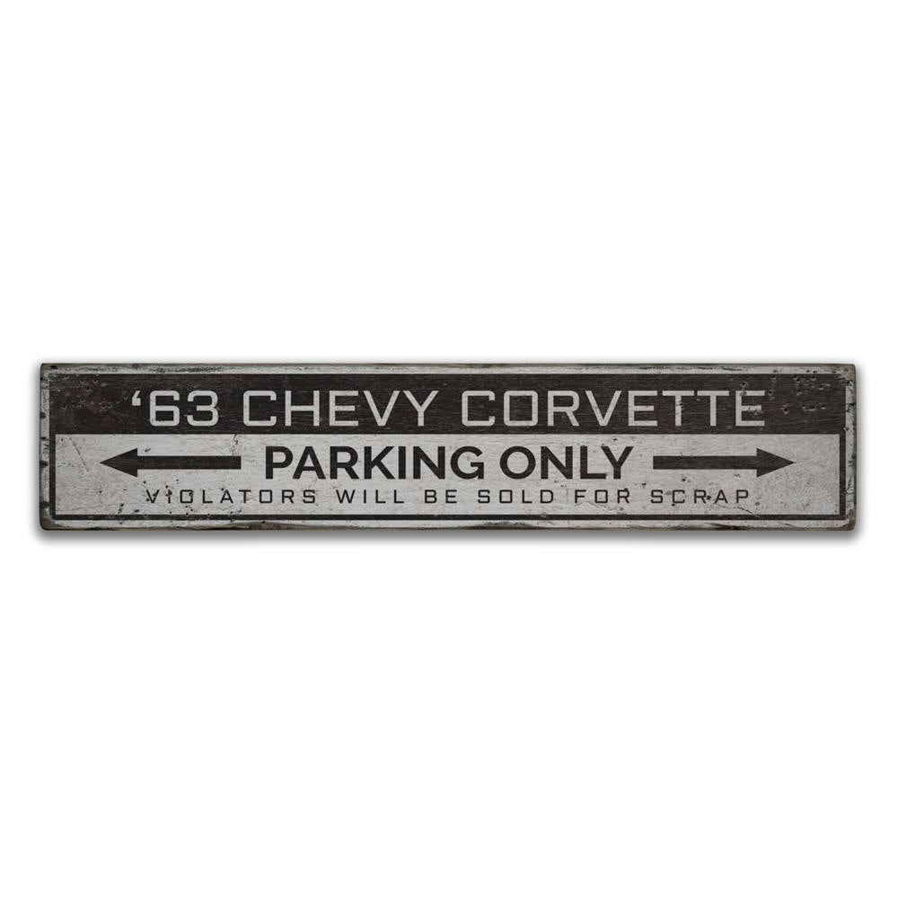 Corvette Parking Only Vintage Wood Sign