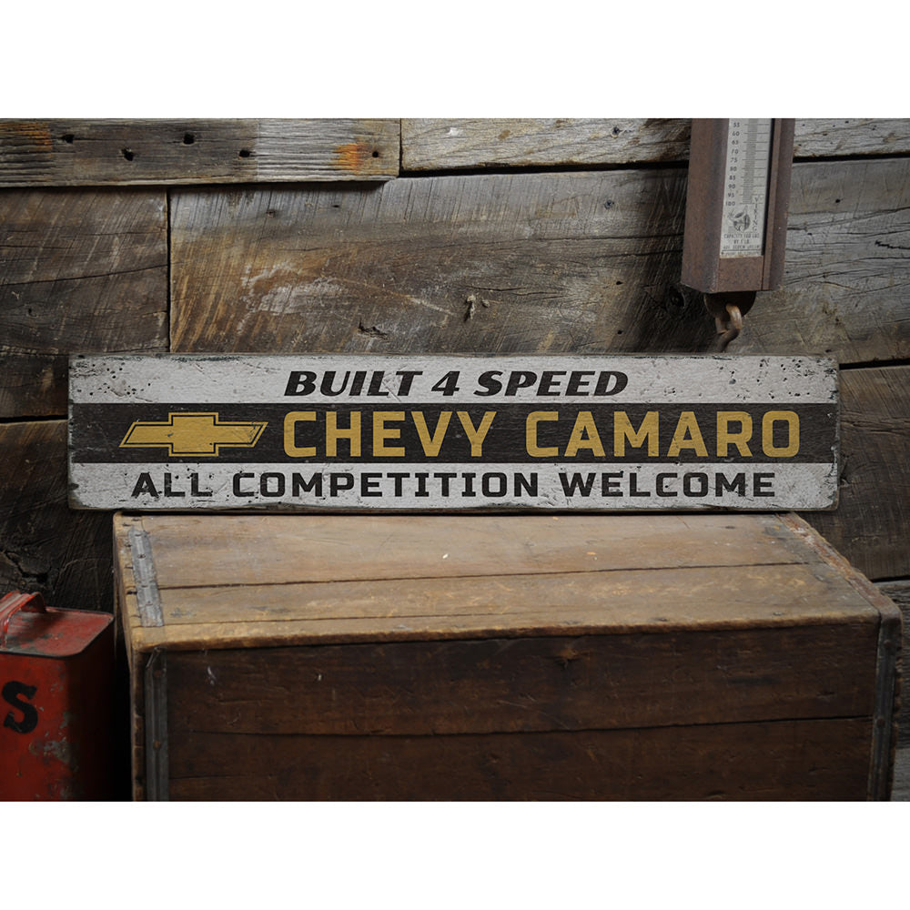 Camaro Built 4 Speed Vintage Wood Sign