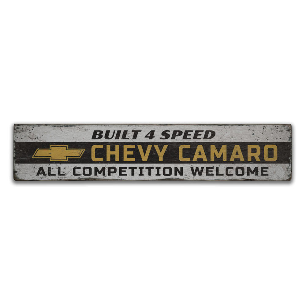 Camaro Built 4 Speed Vintage Wood Sign