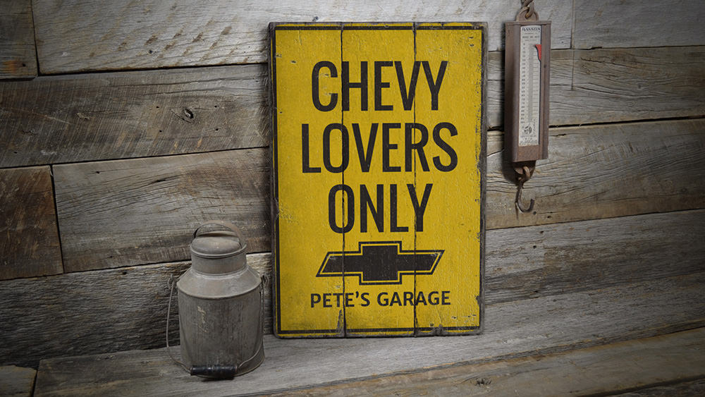 Chevy Lovers Only Rustic Wood Sign