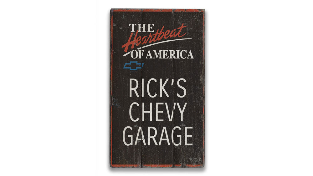 Chevy Garage Name Rustic Wood Sign