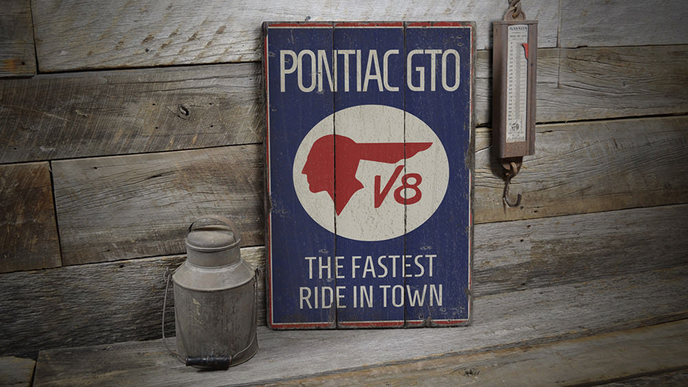 Pontiac GTO Rustic Wood Sign