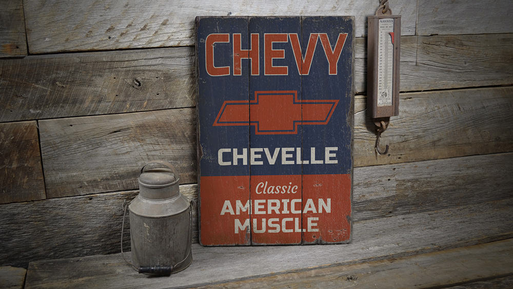 Chevelle American Muscle Rustic Wood Sign