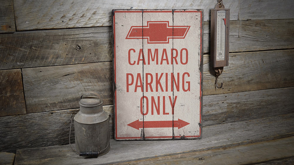 Camaro Parking Only Rustic Wood Sign