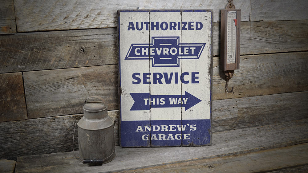 Chevrolet Service Rustic Wood Sign