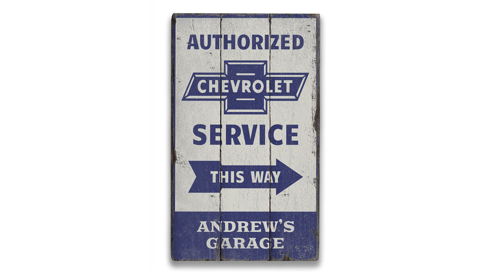 Chevrolet Service Rustic Wood Sign