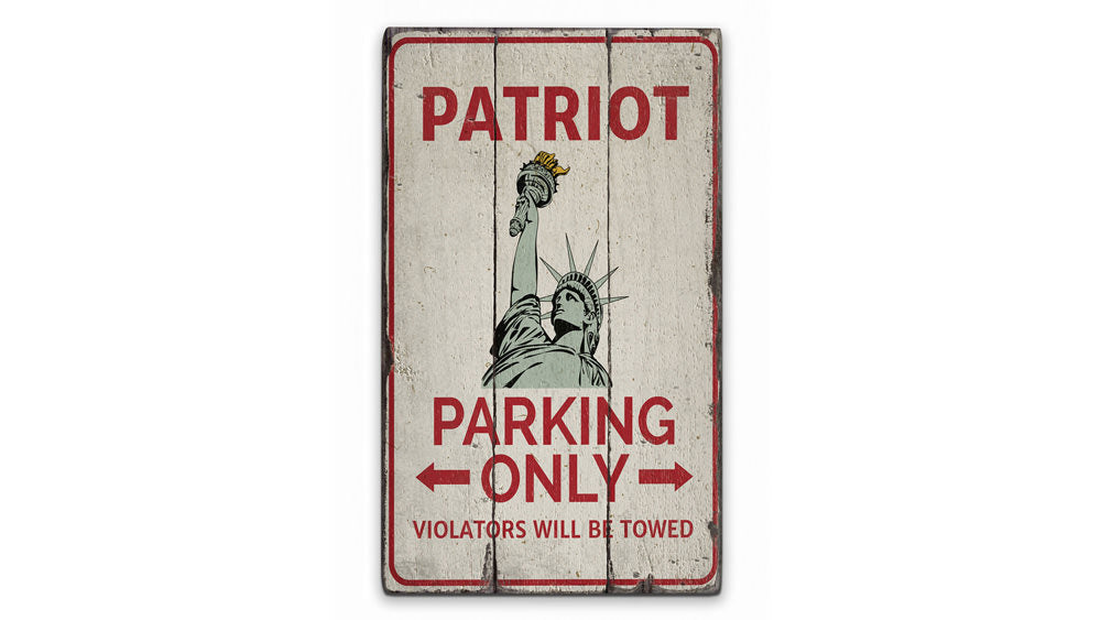 Patriot Parking Rustic Wood Sign