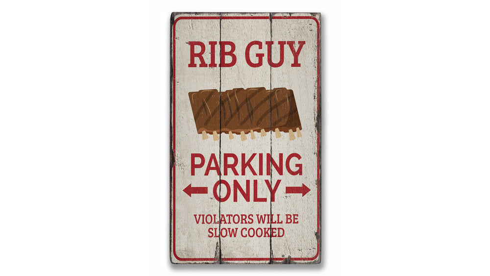 Rib Guy Parking Rustic Wood Sign