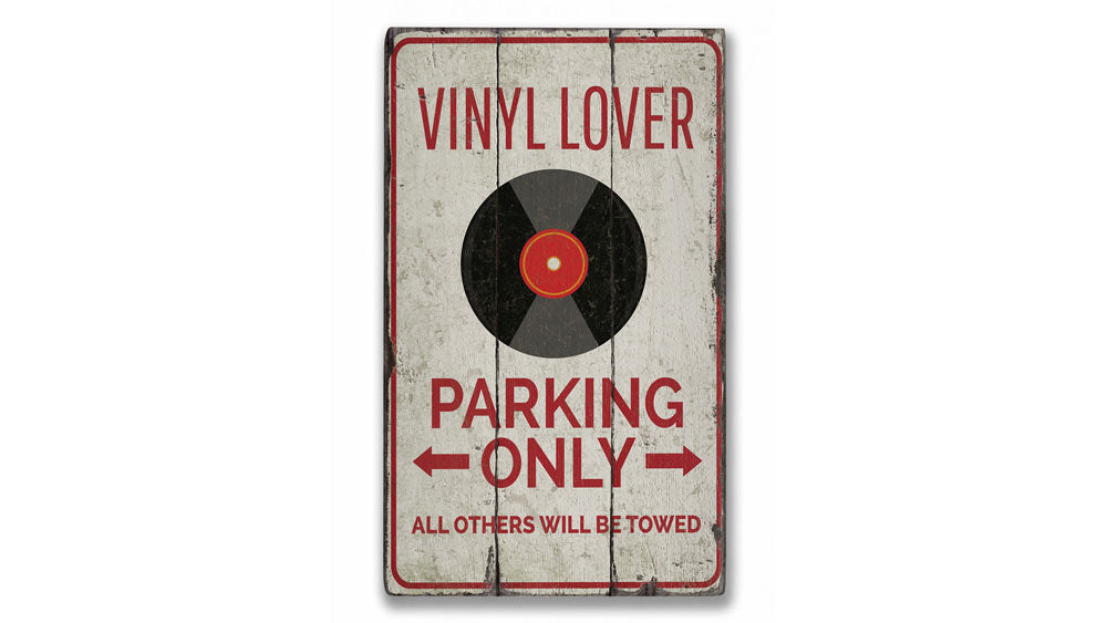 Vinyl Lover Parking Rustic Wood Sign