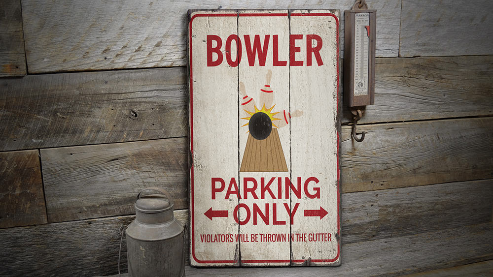 Bowler Parking Rustic Wood Sign