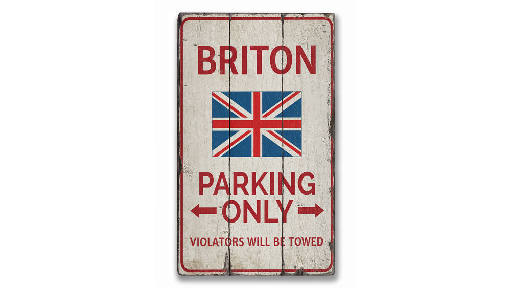 Briton Parking Rustic Wood Sign