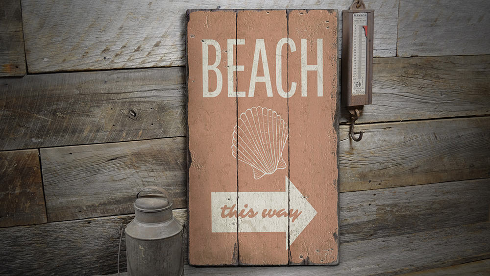 Beach Shell Rustic Wood Sign