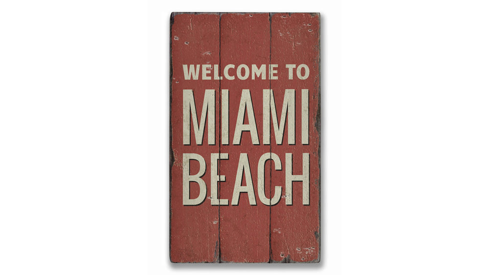 Miami Beach Rustic Wood Sign