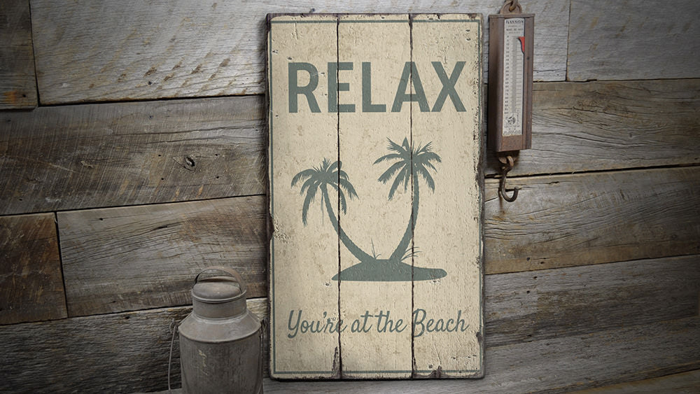 Relax Beach Rustic Wood Sign