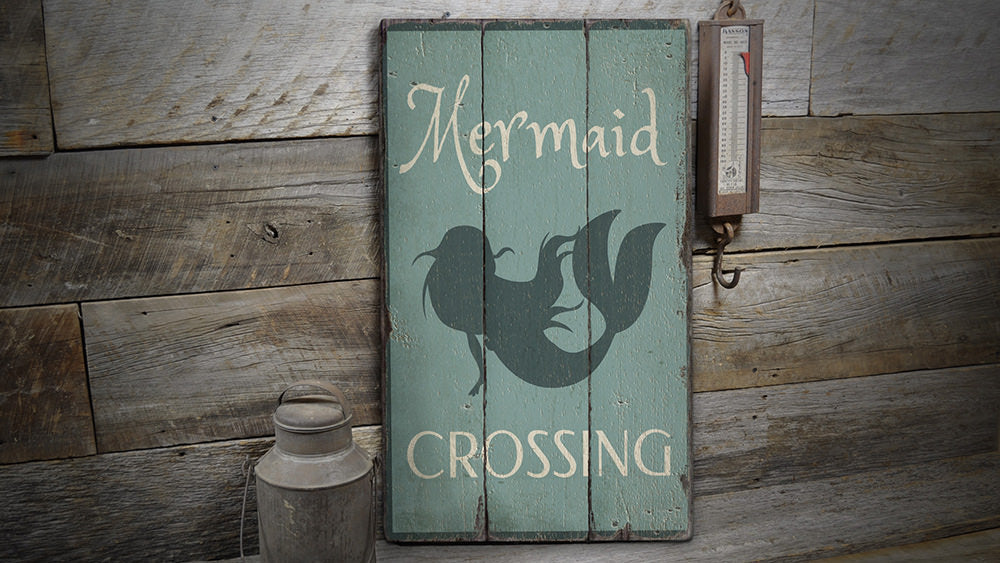 Mermaid Rustic Wood Sign