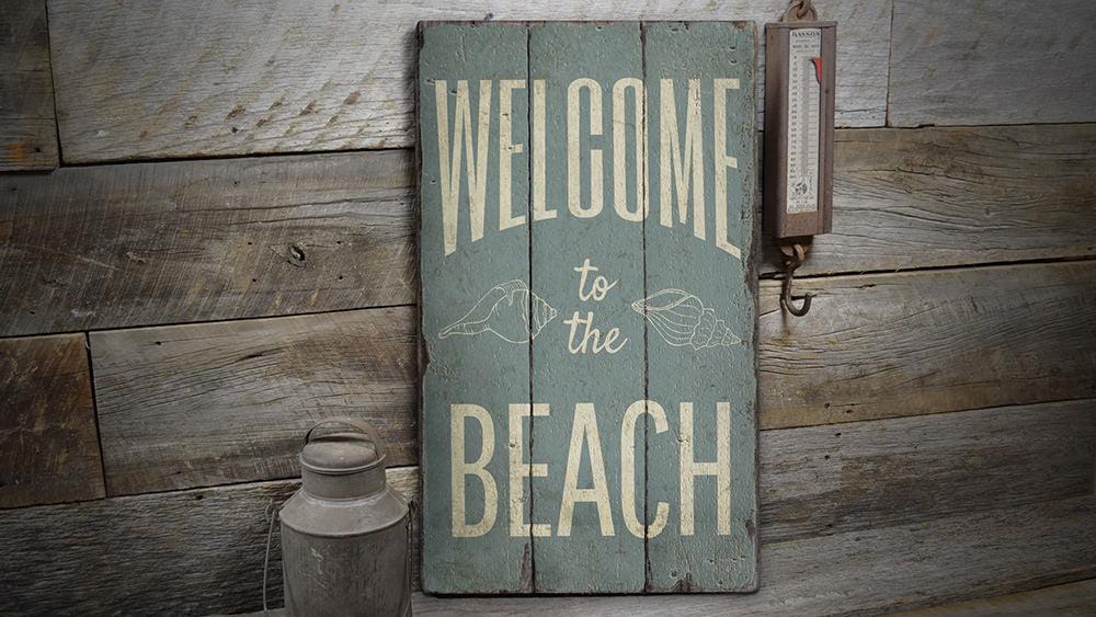 Welcome Beach Rustic Wood Sign